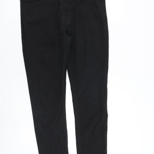 Denim & Co. Mens Black Cotton Straight Jeans Size 32 in L30 in Regular Button