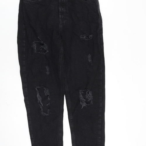 Denim & Co. Womens Black Cotton Tapered Jeans Size 10 L28 in Regular Zip