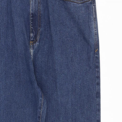 Marks and Spencer Mens Blue Cotton Straight Jeans Size 36 in L29 in Regular Zip