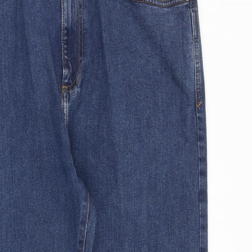 Marks and Spencer Mens Blue Cotton Straight Jeans Size 36 in L29 in Regular Zip