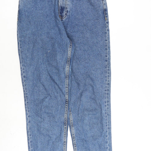 Zara Womens Blue Cotton Tapered Jeans Size 8 L28 in Regular Zip