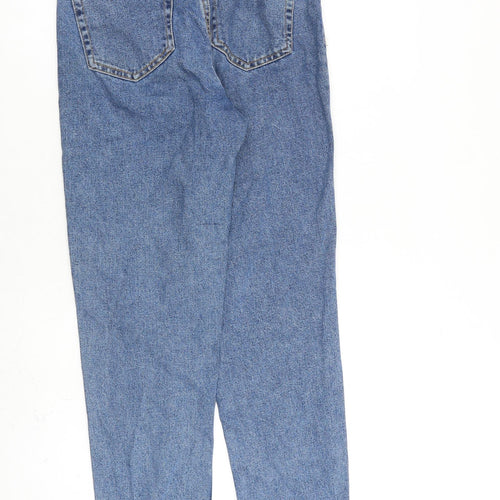 Zara Womens Blue Cotton Tapered Jeans Size 8 L28 in Regular Zip