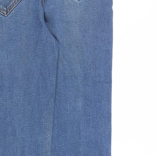 M&Co Womens Blue Paisley Cotton Straight Jeans Size 14 L30 in Regular Zip