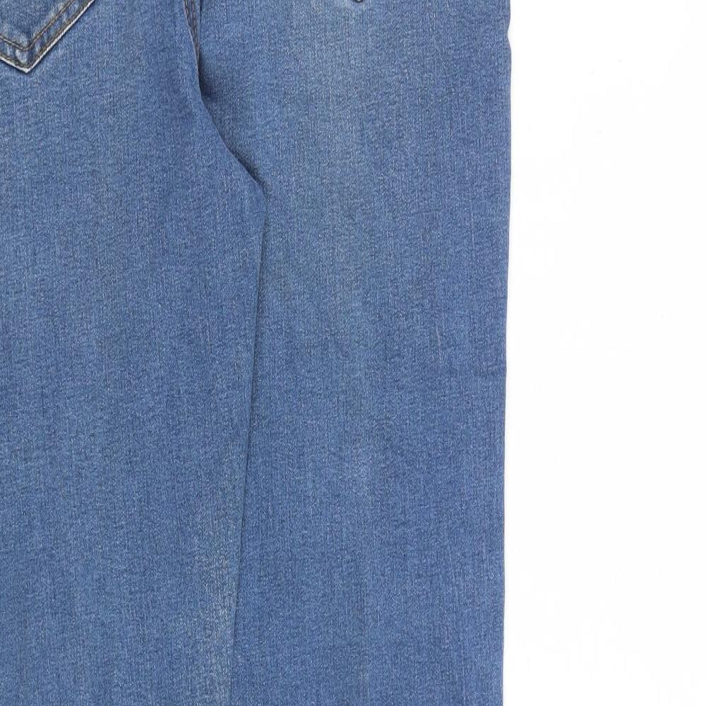 M&Co Womens Blue Paisley Cotton Straight Jeans Size 14 L30 in Regular Zip