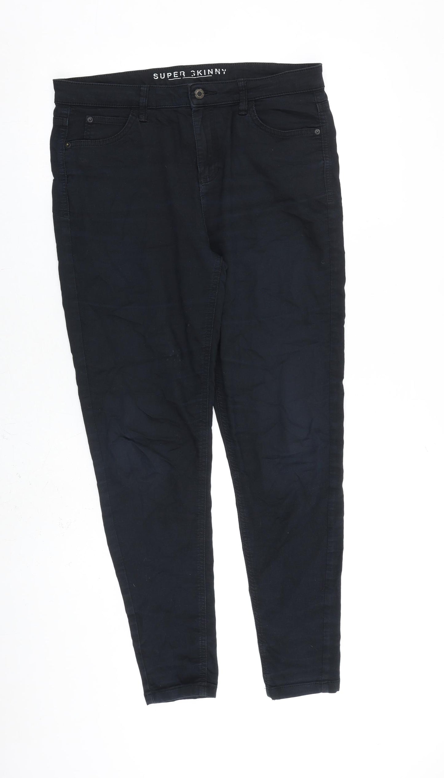 Marks and Spencer Womens Black Cotton Skinny Jeans Size 14 L30 in Slim Zip