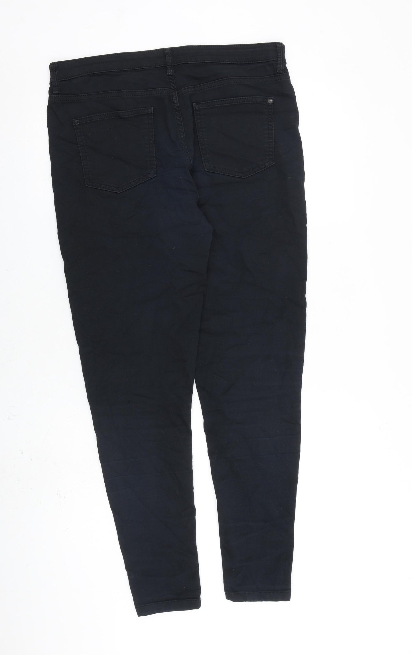 Marks and Spencer Womens Black Cotton Skinny Jeans Size 14 L30 in Slim Zip