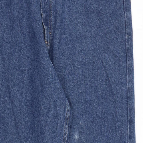 Wrangler Mens Blue Cotton Straight Jeans Size 38 in L30 in Regular Zip