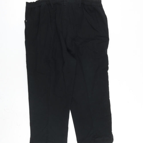 Bonmarché Womens Black Cotton Capri Trousers Size 12 L20 in Regular Zip