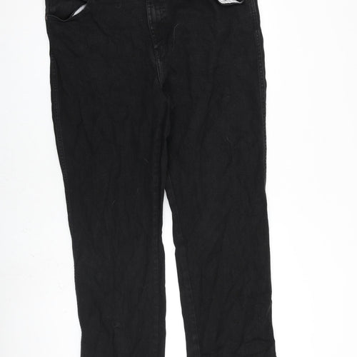Wrangler Mens Black Cotton Straight Jeans Size 42 in L40 in Regular Zip
