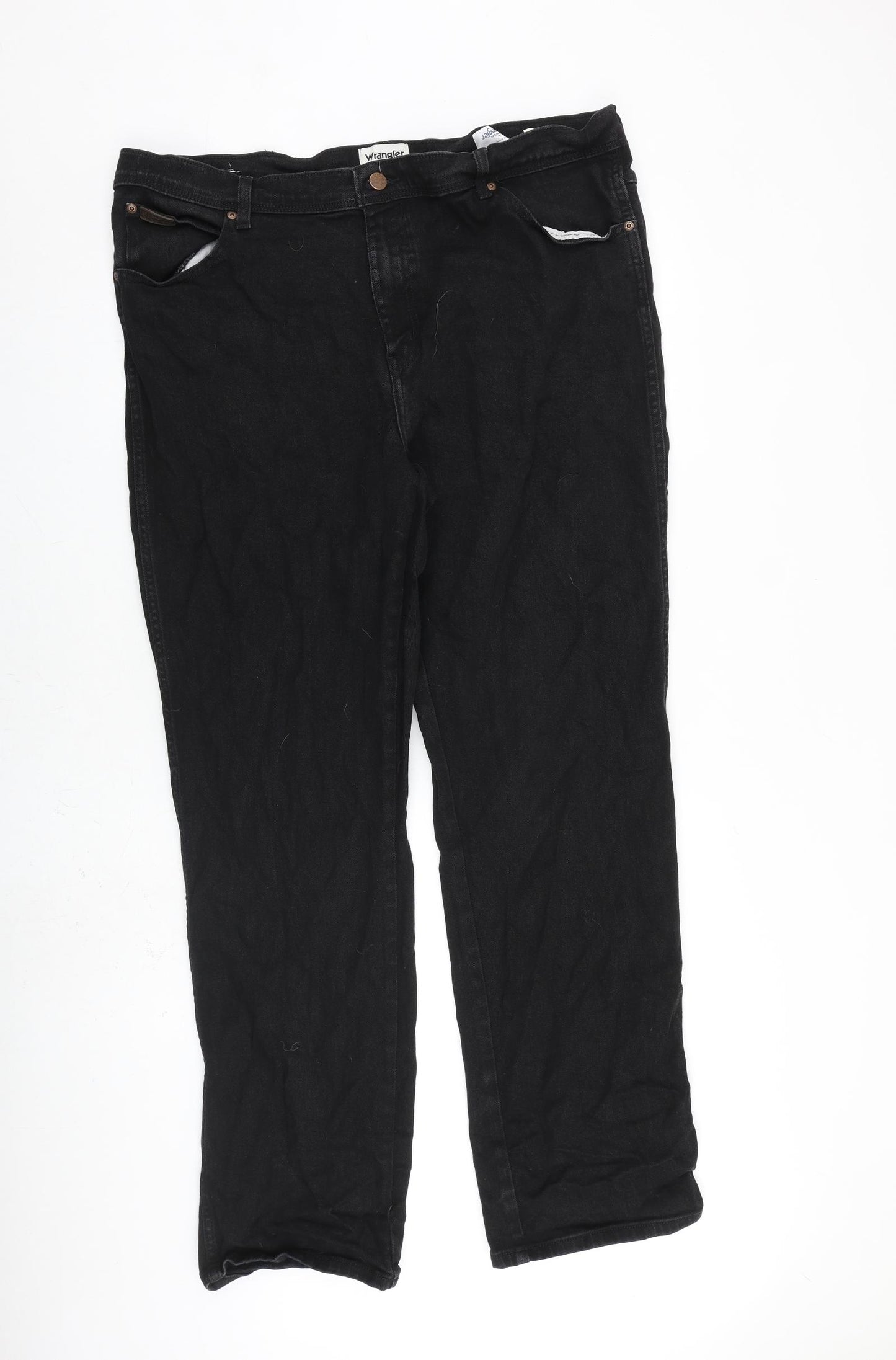 Wrangler Mens Black Cotton Straight Jeans Size 42 in L40 in Regular Zip