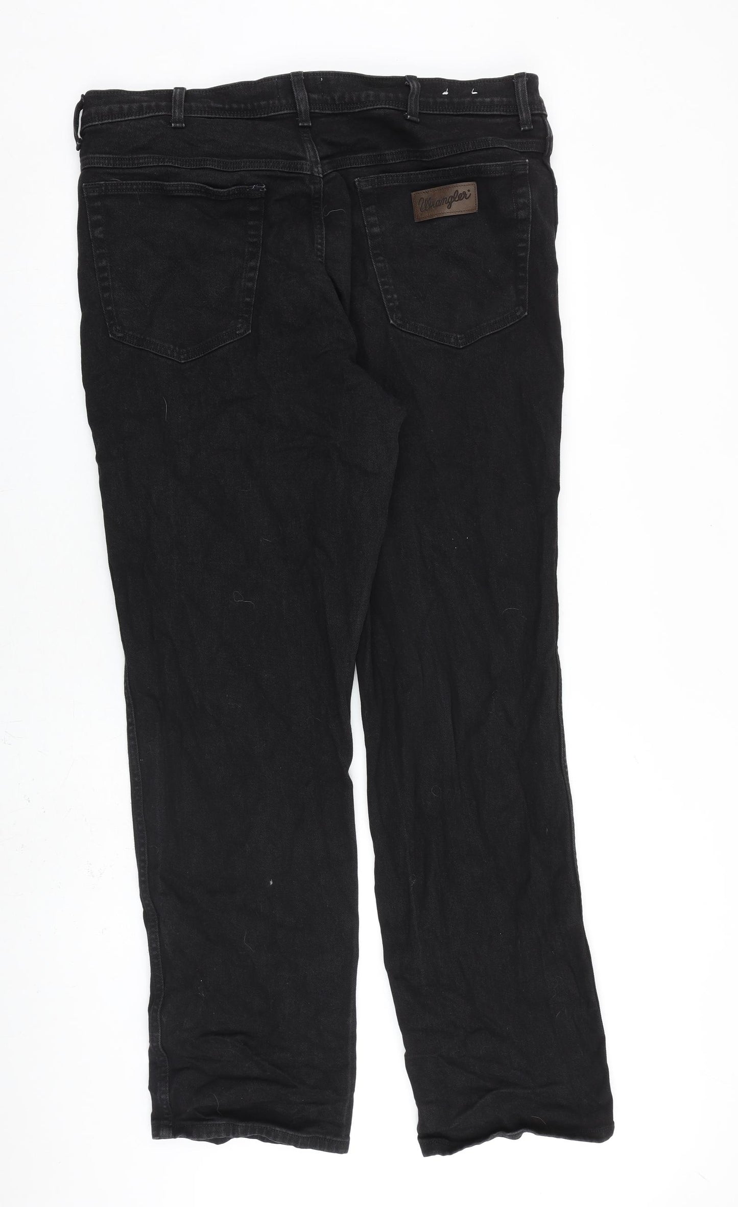 Wrangler Mens Black Cotton Straight Jeans Size 42 in L40 in Regular Zip