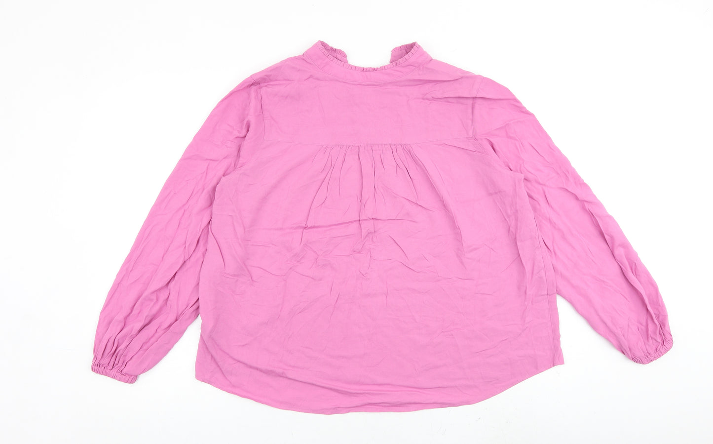 Marks and Spencer Womens Pink Viscose Basic Blouse Size 12 V-Neck