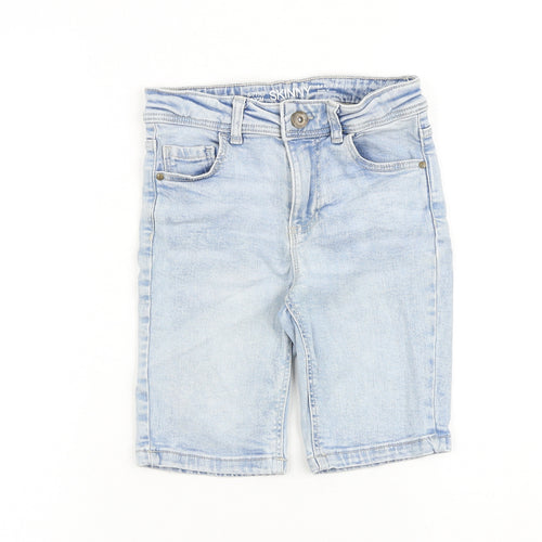 Denim & Co. Boys Blue Cotton Bermuda Shorts Size 6-7 Years Regular Zip