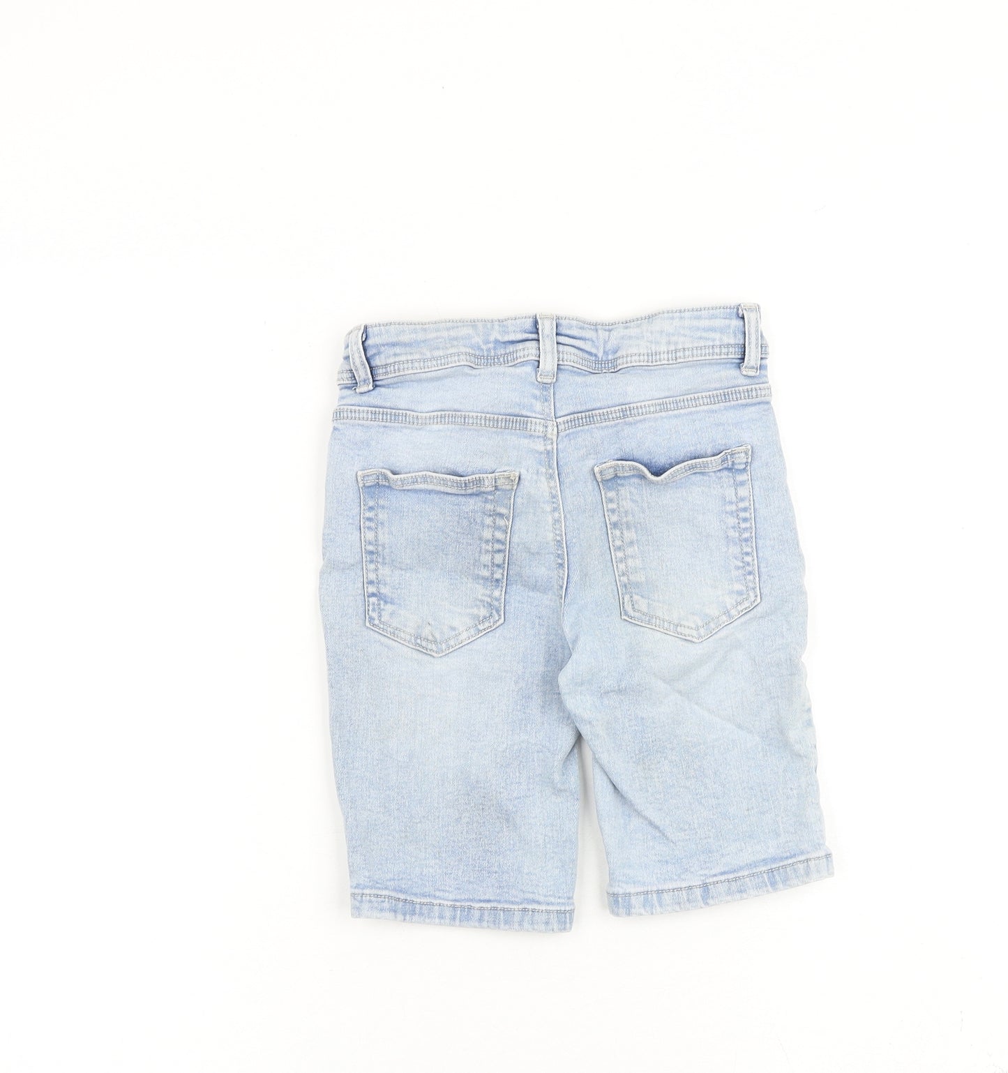 Denim & Co. Boys Blue Cotton Bermuda Shorts Size 6-7 Years Regular Zip