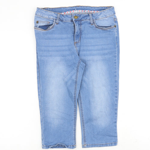 John Baner Womens Blue Cotton Cropped Jeans Size 32 in Regular Zip