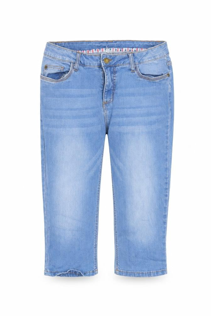 John Baner Womens Blue Cotton Cropped Jeans Size 32 in Regular Zip