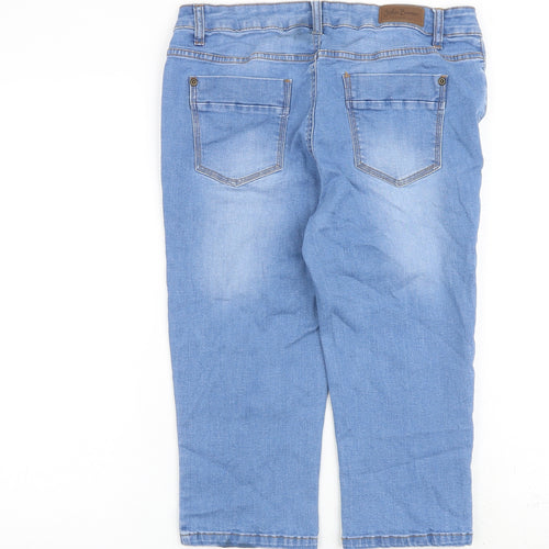 John Baner Womens Blue Cotton Cropped Jeans Size 32 in Regular Zip