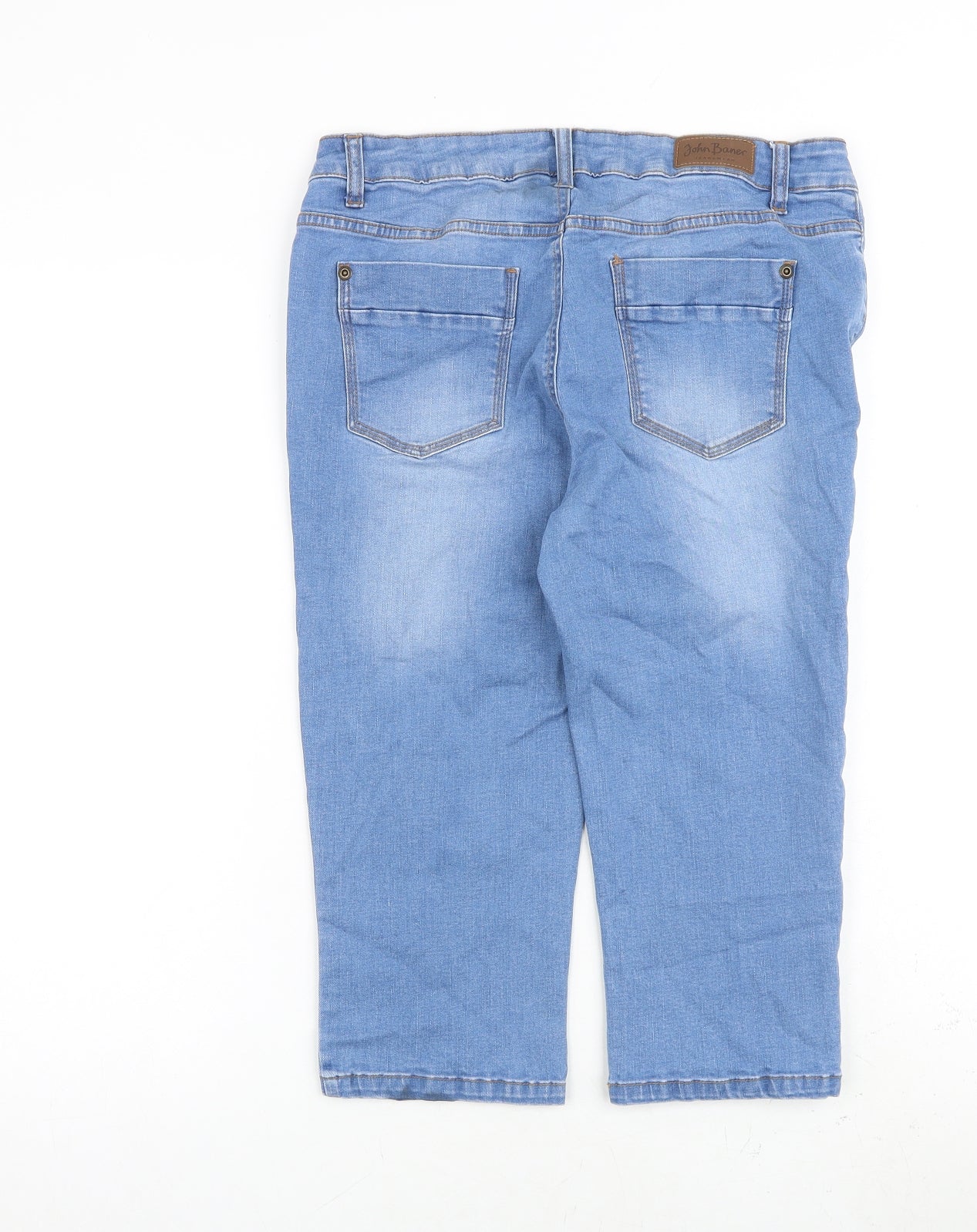 John Baner Womens Blue Cotton Cropped Jeans Size 32 in Regular Zip