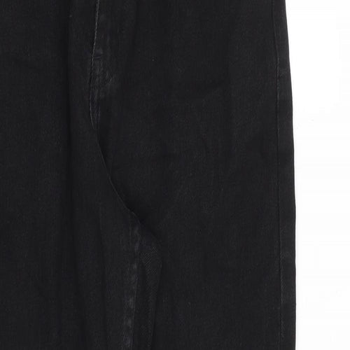 Denim & Co. Womens Black Cotton Tapered Jeans Size 12 L28 in Regular Zip