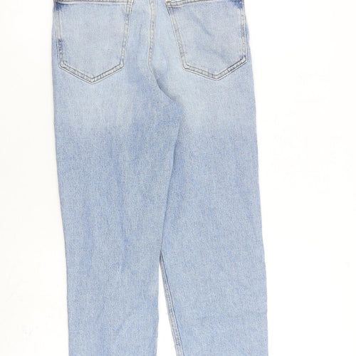 New Look Girls Blue 100% Cotton Straight Jeans Size 12 Years L25 in Regular Zip - Distressed