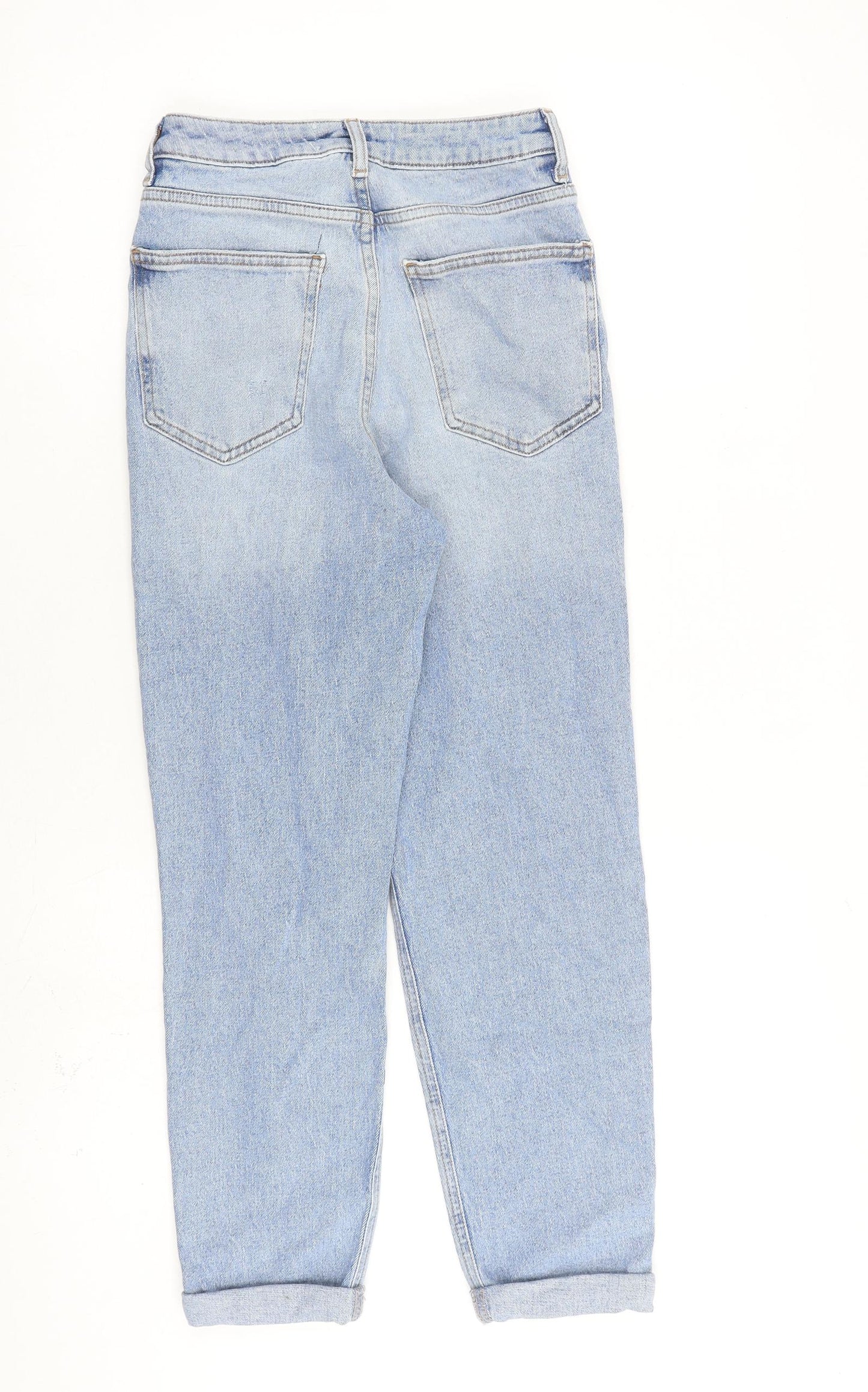 New Look Girls Blue 100% Cotton Straight Jeans Size 12 Years L25 in Regular Zip - Distressed