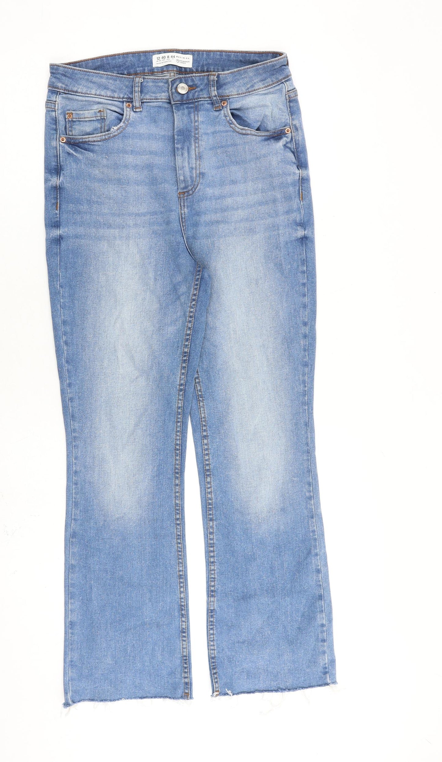 Denim & Co. Womens Blue Cotton Bootcut Jeans Size 12 L27 in Regular Zip
