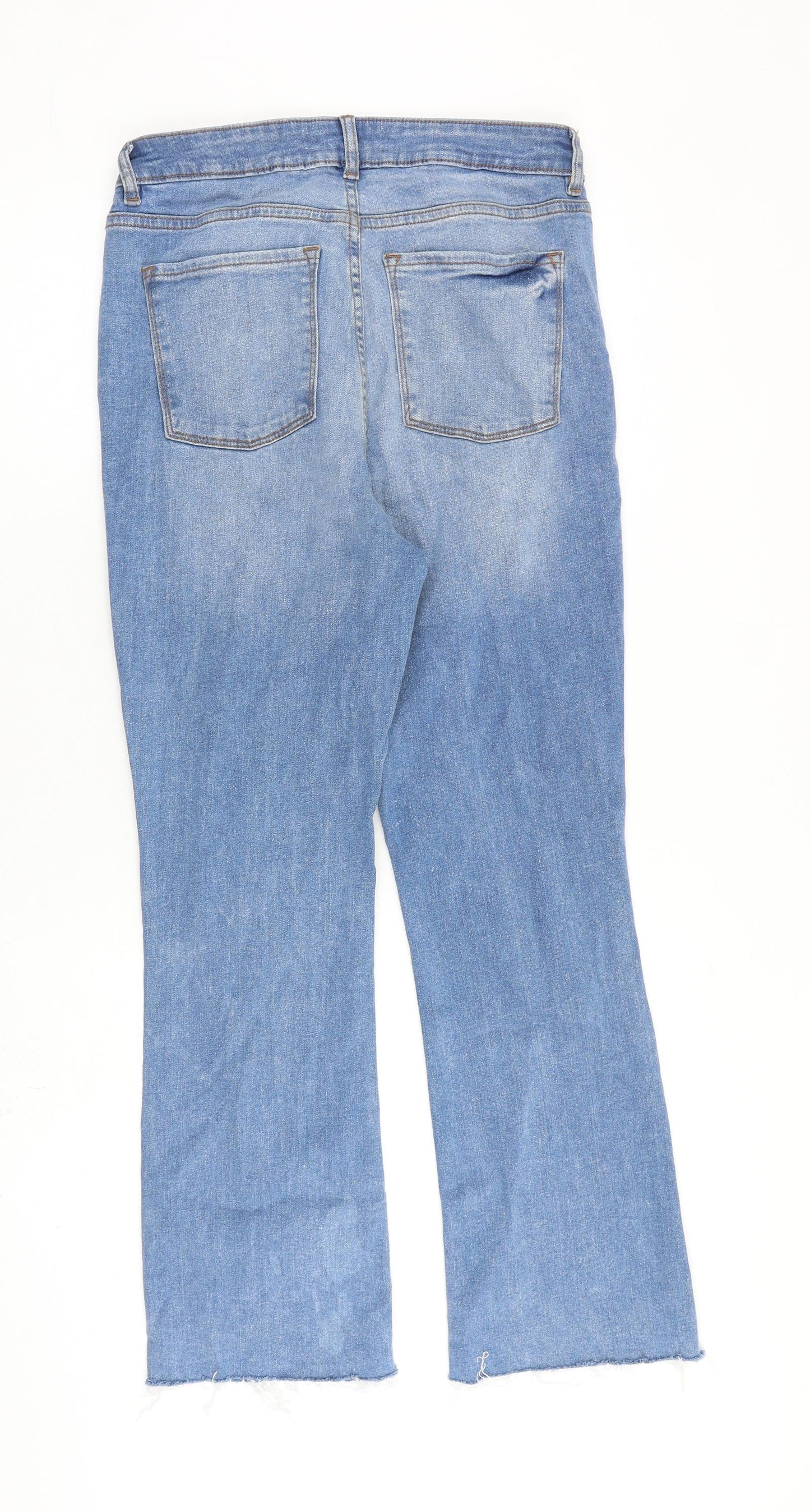 Denim & Co. Womens Blue Cotton Bootcut Jeans Size 12 L27 in Regular Zip