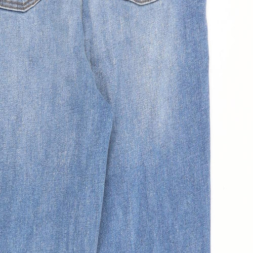 Denim & Co. Womens Blue Cotton Bootcut Jeans Size 12 L27 in Regular Zip