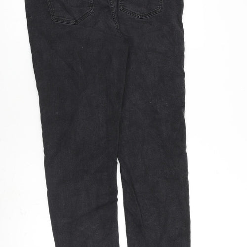 Marks and Spencer Womens Grey Cotton Straight Jeans Size 18 L31 in Regular Zip