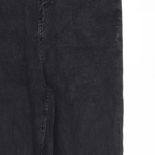 Marks and Spencer Womens Grey Cotton Straight Jeans Size 18 L31 in Regular Zip