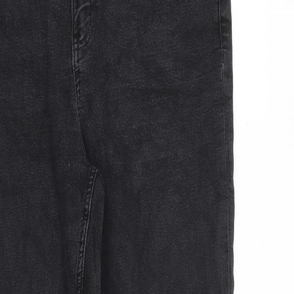 Marks and Spencer Womens Grey Cotton Straight Jeans Size 18 L31 in Regular Zip