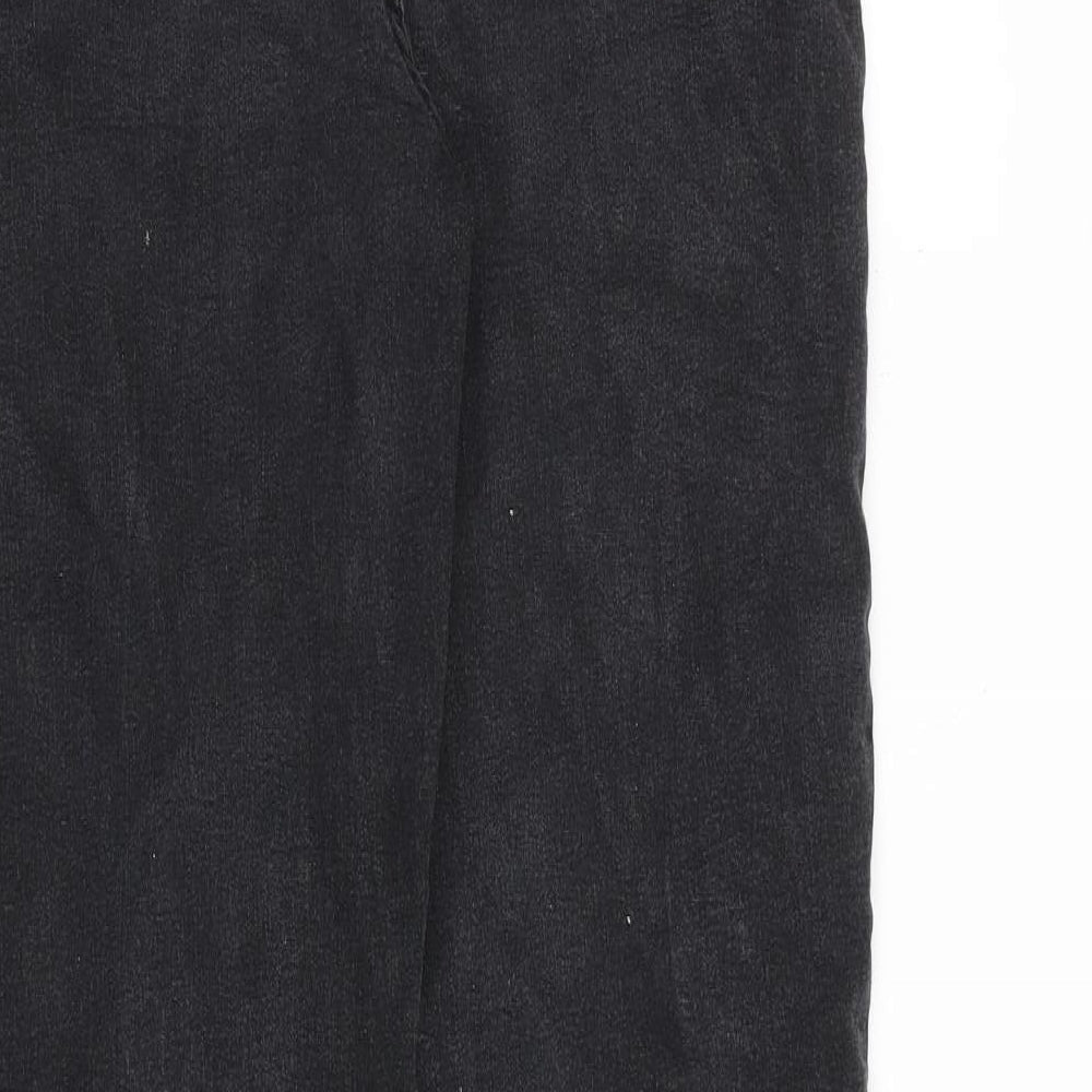 Marks and Spencer Womens Grey Cotton Straight Jeans Size 18 L31 in Regular Zip