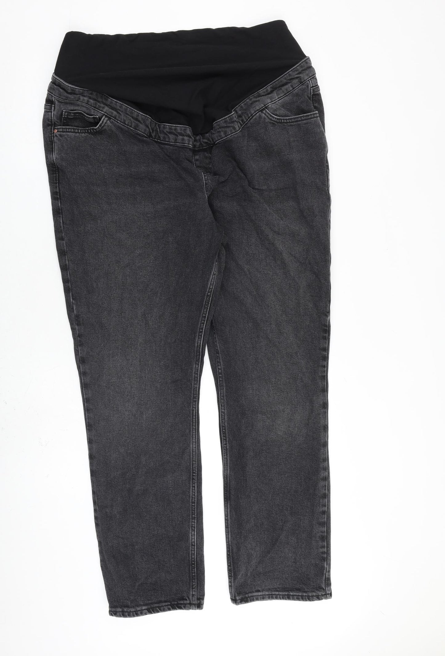 New Look Womens Grey Cotton Straight Jeans Size 18 L30 in Regular