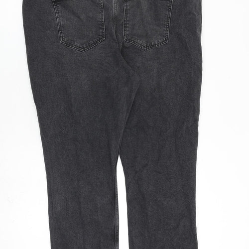 New Look Womens Grey Cotton Straight Jeans Size 18 L30 in Regular