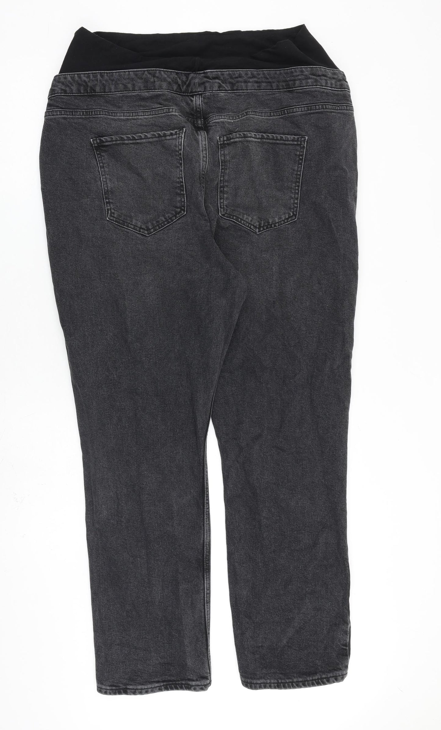 New Look Womens Grey Cotton Straight Jeans Size 18 L30 in Regular