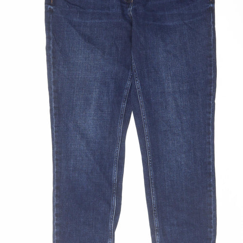 NEXT Womens Blue Cotton Skinny Jeans Size 12 L32 in Relaxed Zip