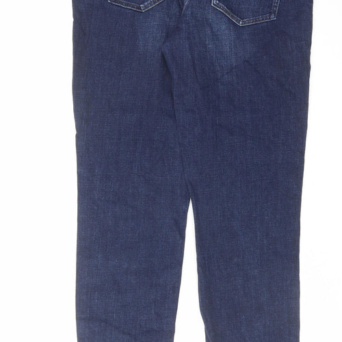NEXT Womens Blue Cotton Skinny Jeans Size 12 L32 in Relaxed Zip