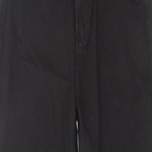 Boohoo Womens Black Cotton Straight Jeans Size 10 L25 in Regular Zip - Raw Hem