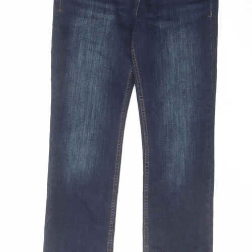 NEXT Womens Blue Cotton Straight Jeans Size 12 L31 in Regular Zip