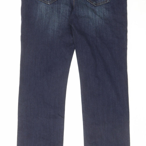 NEXT Womens Blue Cotton Straight Jeans Size 12 L31 in Regular Zip