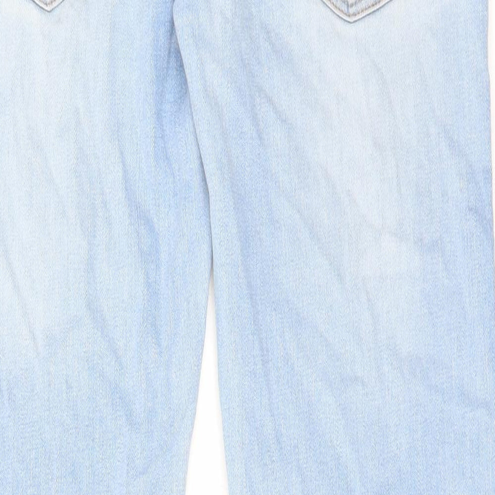 River Island Mens Blue Cotton Straight Jeans Size 32 in L32 in Regular Zip