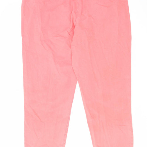 Marks and Spencer Womens Pink Cotton Chino Trousers Size 16 L28 in Regular Zip
