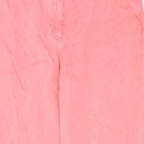 Marks and Spencer Womens Pink Cotton Chino Trousers Size 16 L28 in Regular Zip
