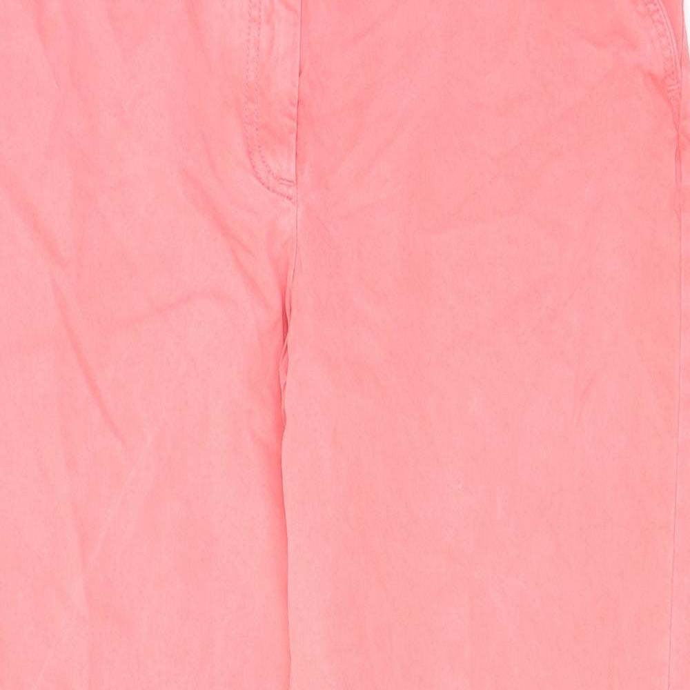Marks and Spencer Womens Pink Cotton Chino Trousers Size 16 L28 in Regular Zip