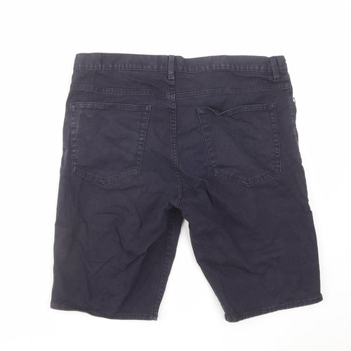 H&M Mens Blue Cotton Chino Shorts Size 32 in L10 in Slim Zip