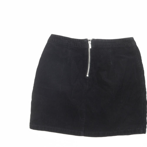 New Look Womens Black Cotton Mini Skirt Size 8 Zip