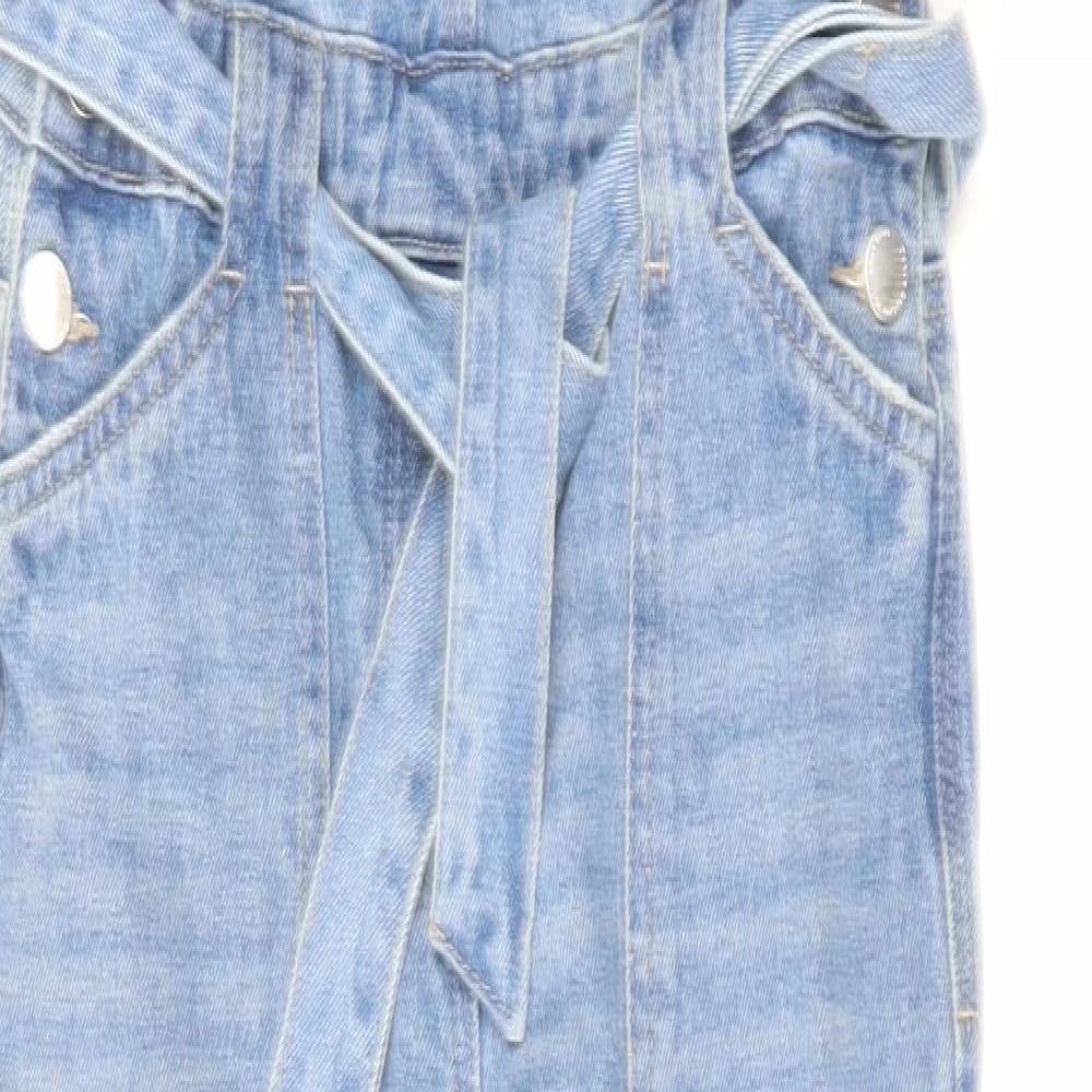 NEXT Girls Blue Cotton Dungaree One-Piece Size 11 Years Button