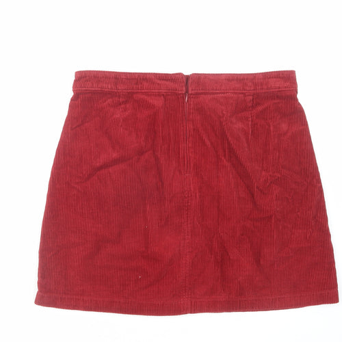 TU Womens Red Cotton A-Line Skirt Size 12 Zip
