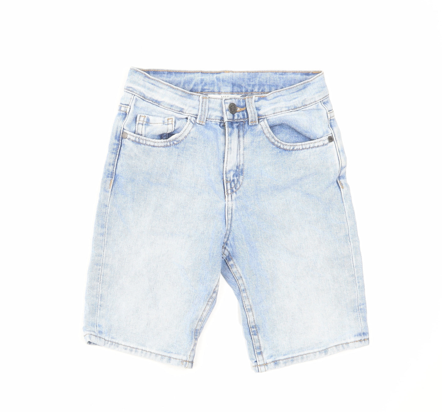 Marks and Spencer Boys Blue Cotton Bermuda Shorts Size 7-8 Years Regular Zip