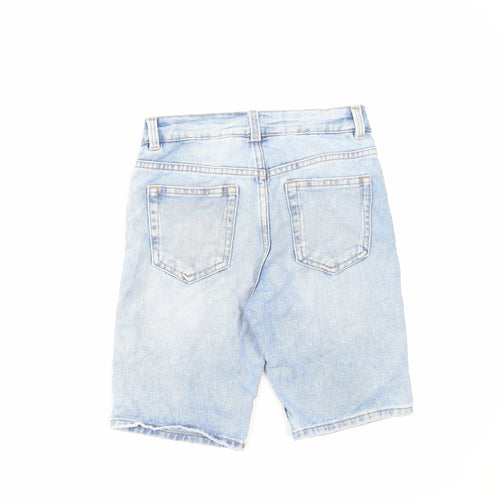 Marks and Spencer Boys Blue Cotton Bermuda Shorts Size 7-8 Years Regular Zip